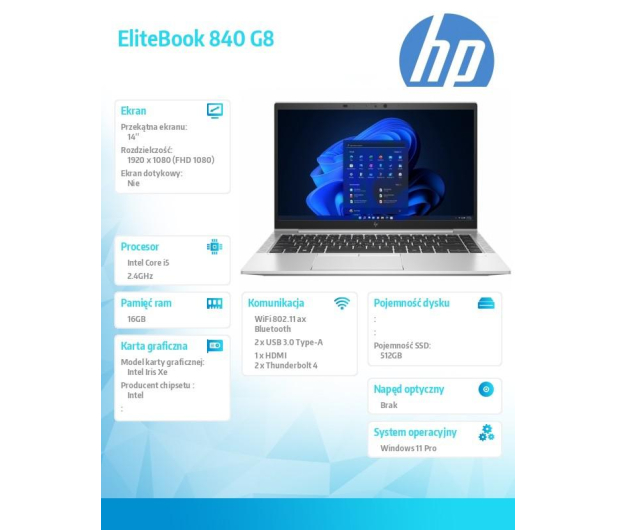 HP EliteBook 840 G8 i5-1135G7/16GB/512GB SSD/Intel Iris Xe Grap - 1468331 - zdjęcie 7
